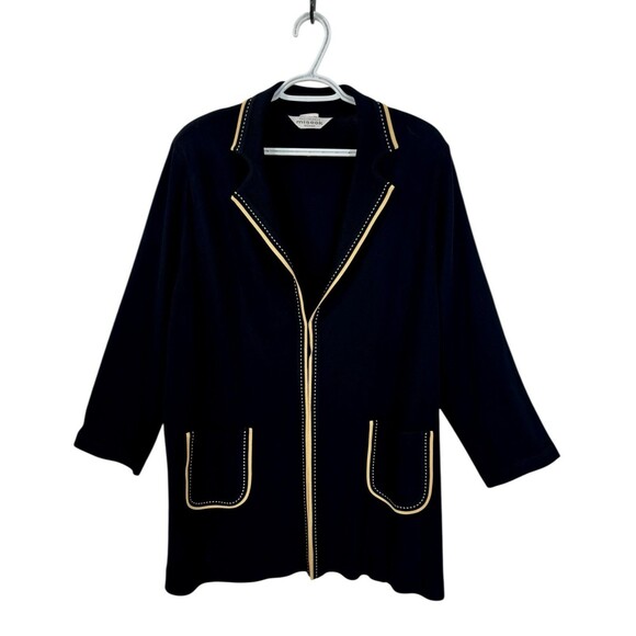 Misook Jackets & Blazers - Exclusively Misook Black & Creamy Gold Tipped Jacket Sturdy Acrylic Knit 3X VTG